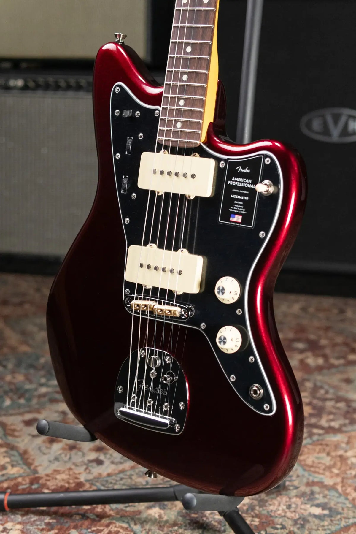 Fender American Professional Jazzmaster Electric Guitar - Oxblood with Hardshell CaseE