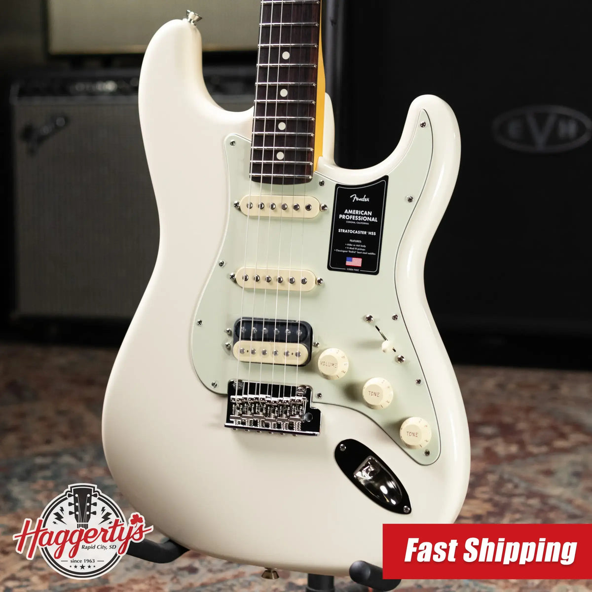Fender American Professional Stratocaster HSS Electric Guitar - Olympic White with Hardshell Case