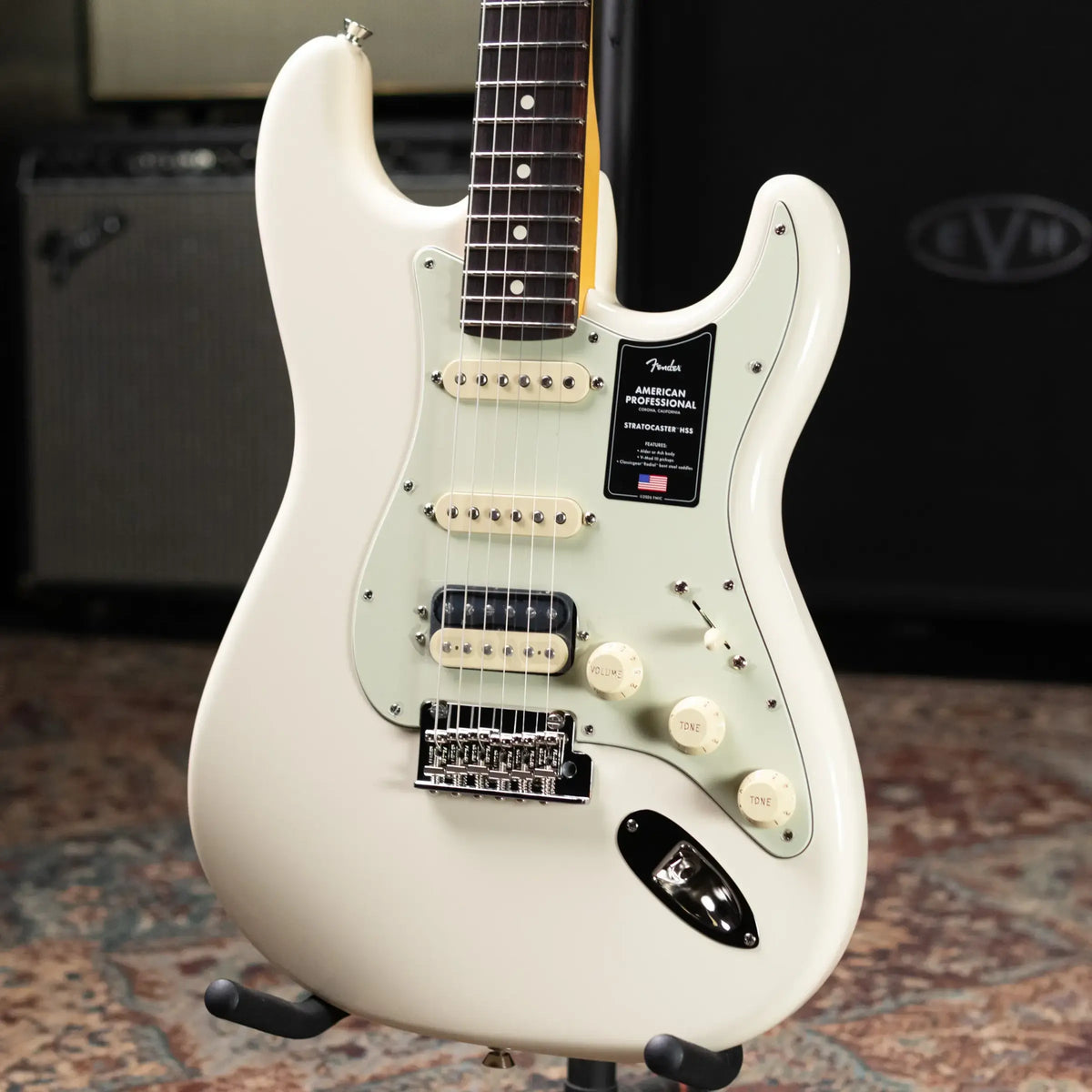 Fender American Professional Stratocaster HSS Electric Guitar - Olympic White with Hardshell Case
