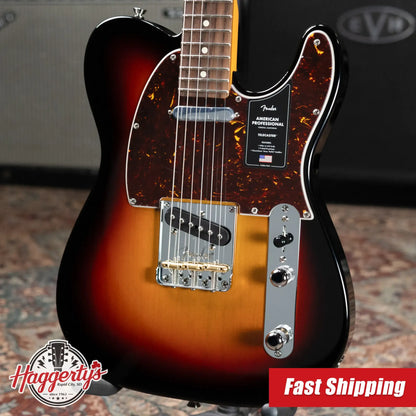 Fender American Professional Telecaster Electric Guitar - 3-Color Sunburst with Hardshell Case