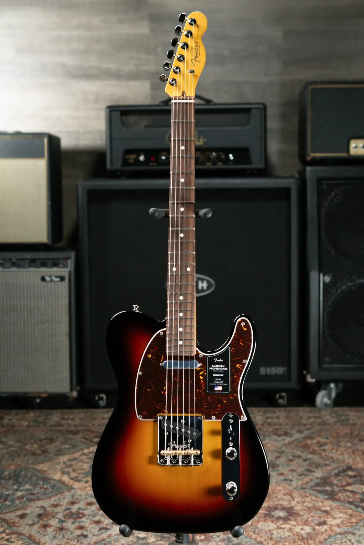 Fender American Professional Telecaster Electric Guitar - 3-Color Sunburst with Hardshell Case