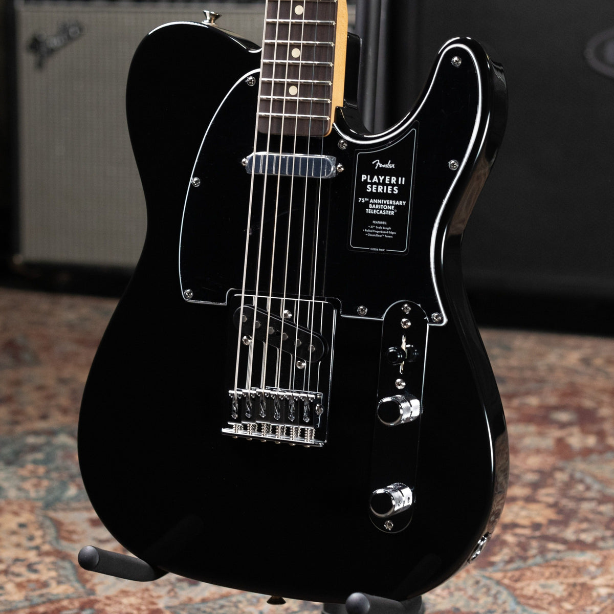 Fender 75th Anniversary Player II Baritone Telecaster Electric Guitar - Black