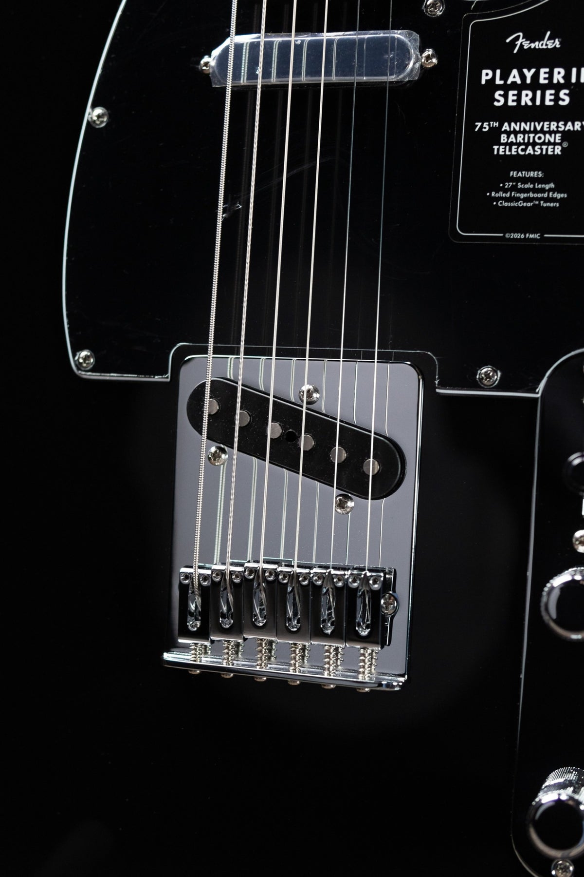 Fender 75th Anniversary Player II Baritone Telecaster Electric Guitar - Black