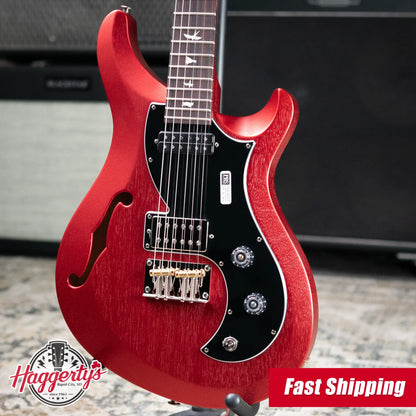 PRS S2 Vela Semi-Hollow Satin Electric Guitar - Red Apple Metallic with Gig Bag