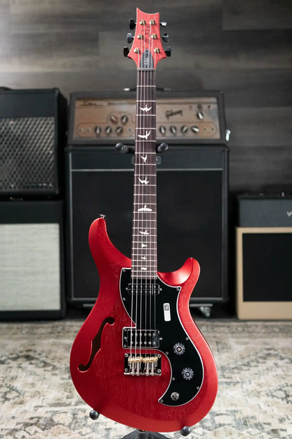 PRS S2 Vela Semi-Hollow Satin Electric Guitar - Red Apple Metallic with Gig Bag