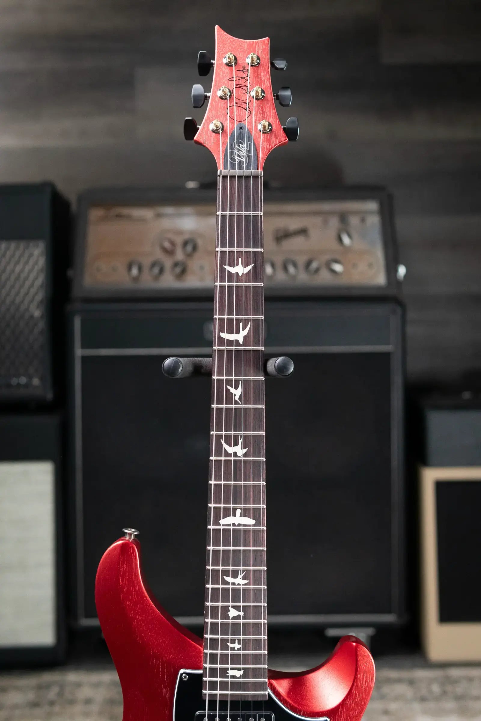 PRS S2 Vela Semi-Hollow Satin Electric Guitar - Red Apple Metallic with Gig Bag