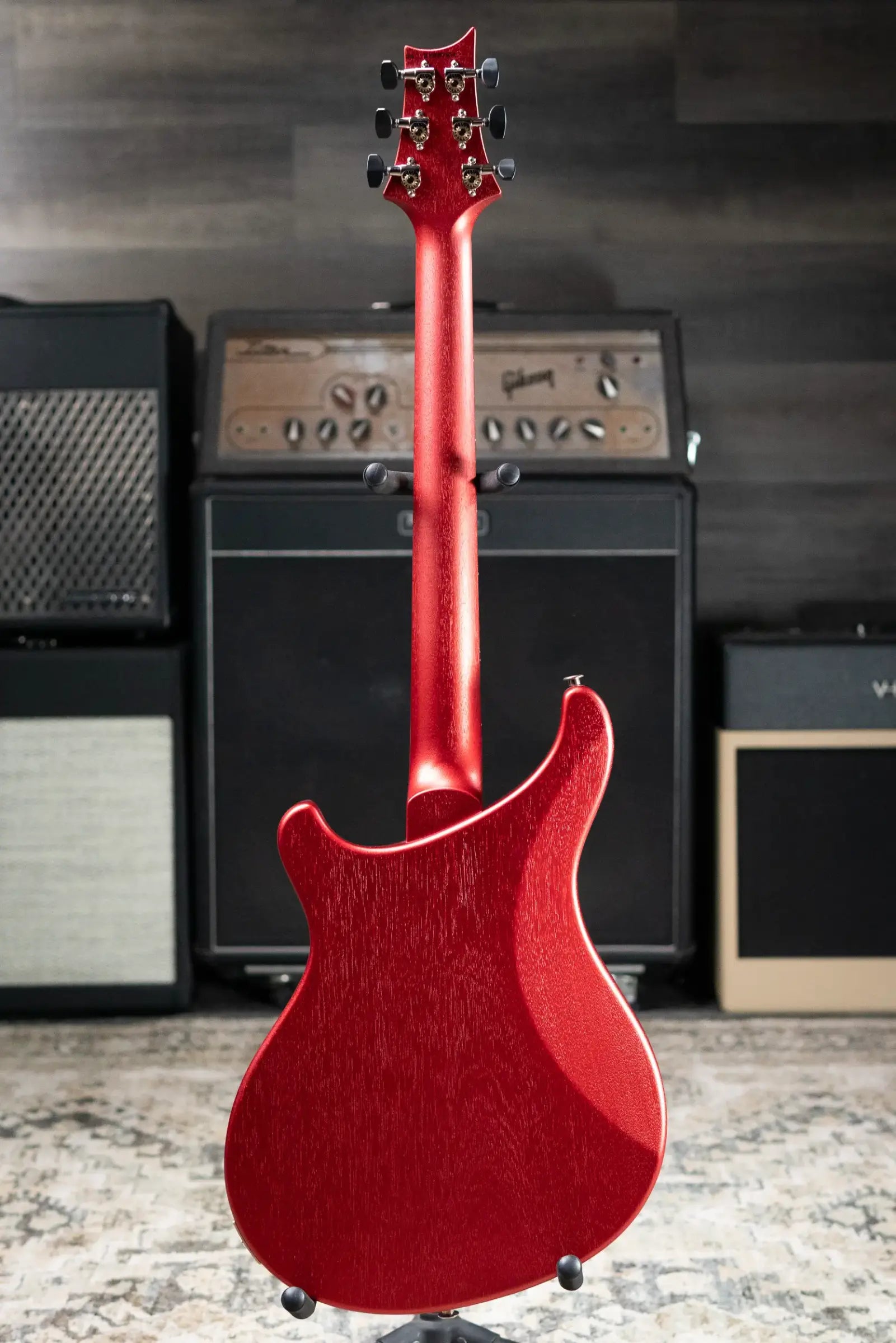 PRS S2 Vela Semi-Hollow Satin Electric Guitar - Red Apple Metallic with Gig Bag