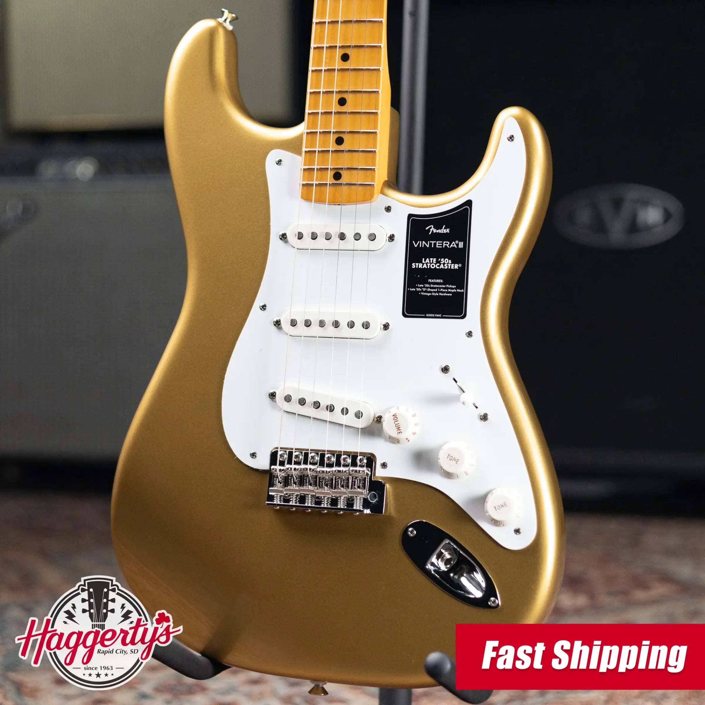 Fender Vintera III Late '50s Stratocaster Electric Guitar - Aztec Gold with Gig Bag
