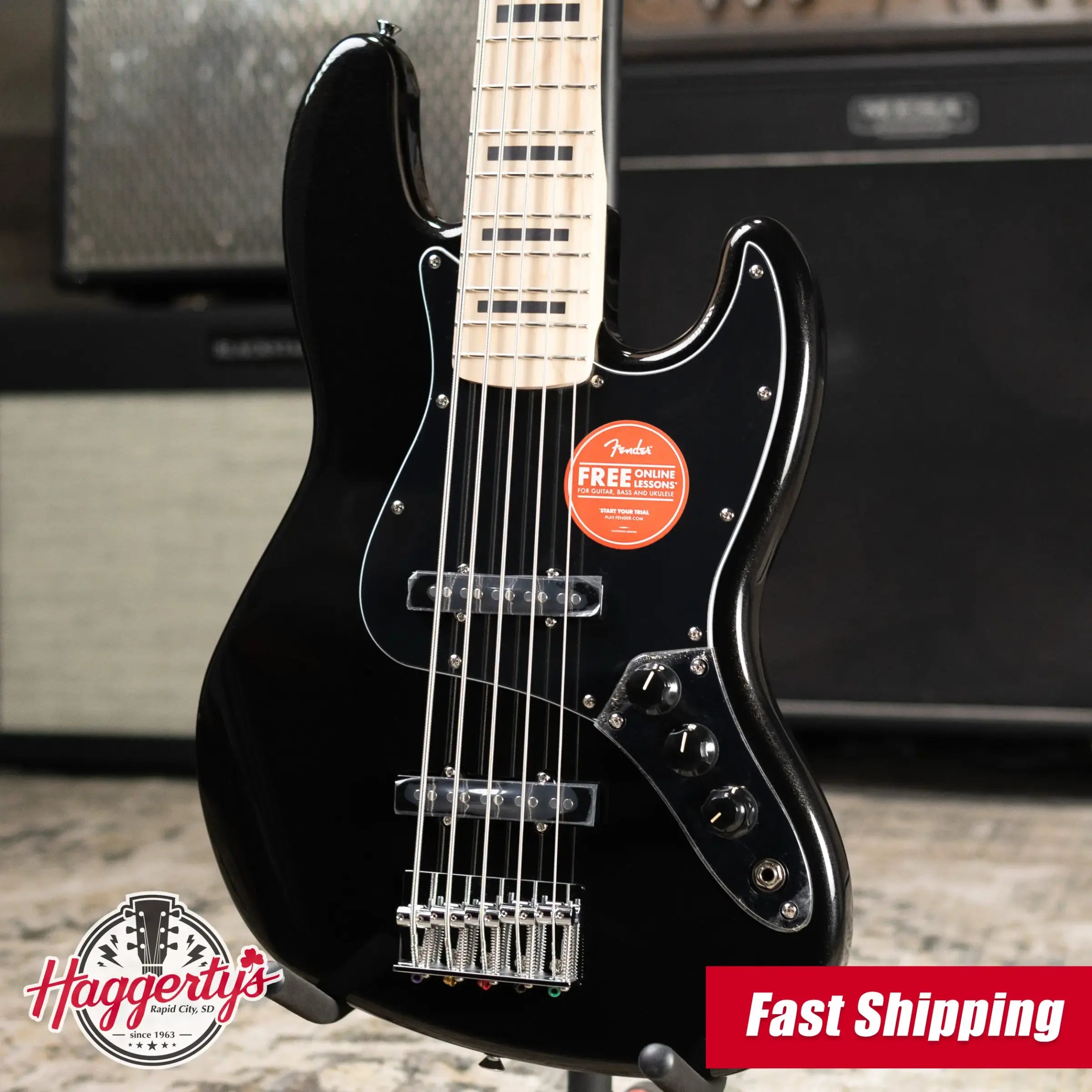 Squier Affinity Series Active Jazz Bass V - Black Metallic