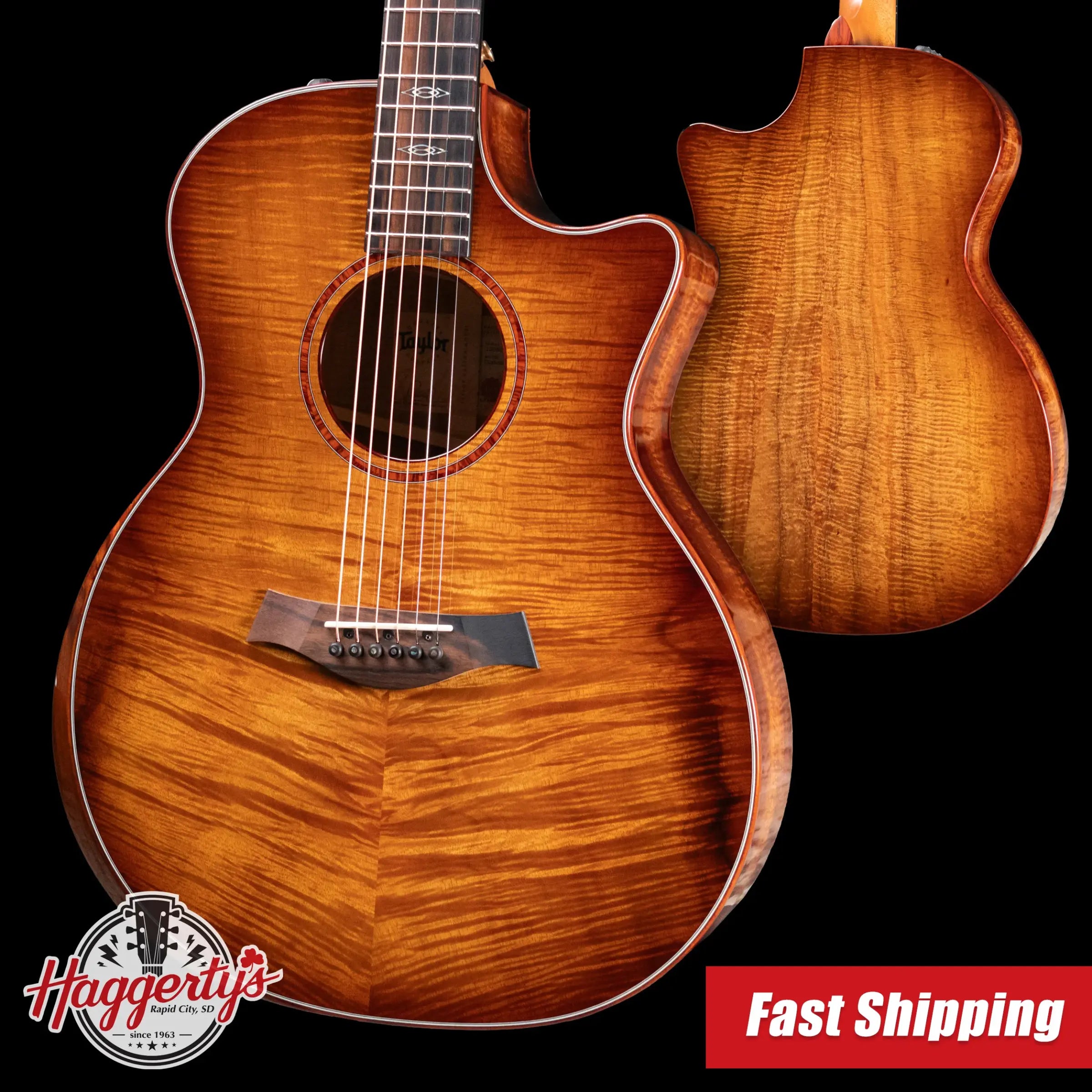 Taylor Custom #12343 Grand Auditorium Acoustic/Electric Guitar - Master Grade Koa with Hardshell Case