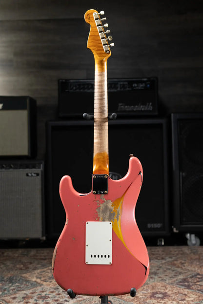 Fender Custom Shop '60 Stratocaster Heavy Relic Electric Guitar - Super Faded Fiesta Red over 3-Tone Burst with Hardshell Case