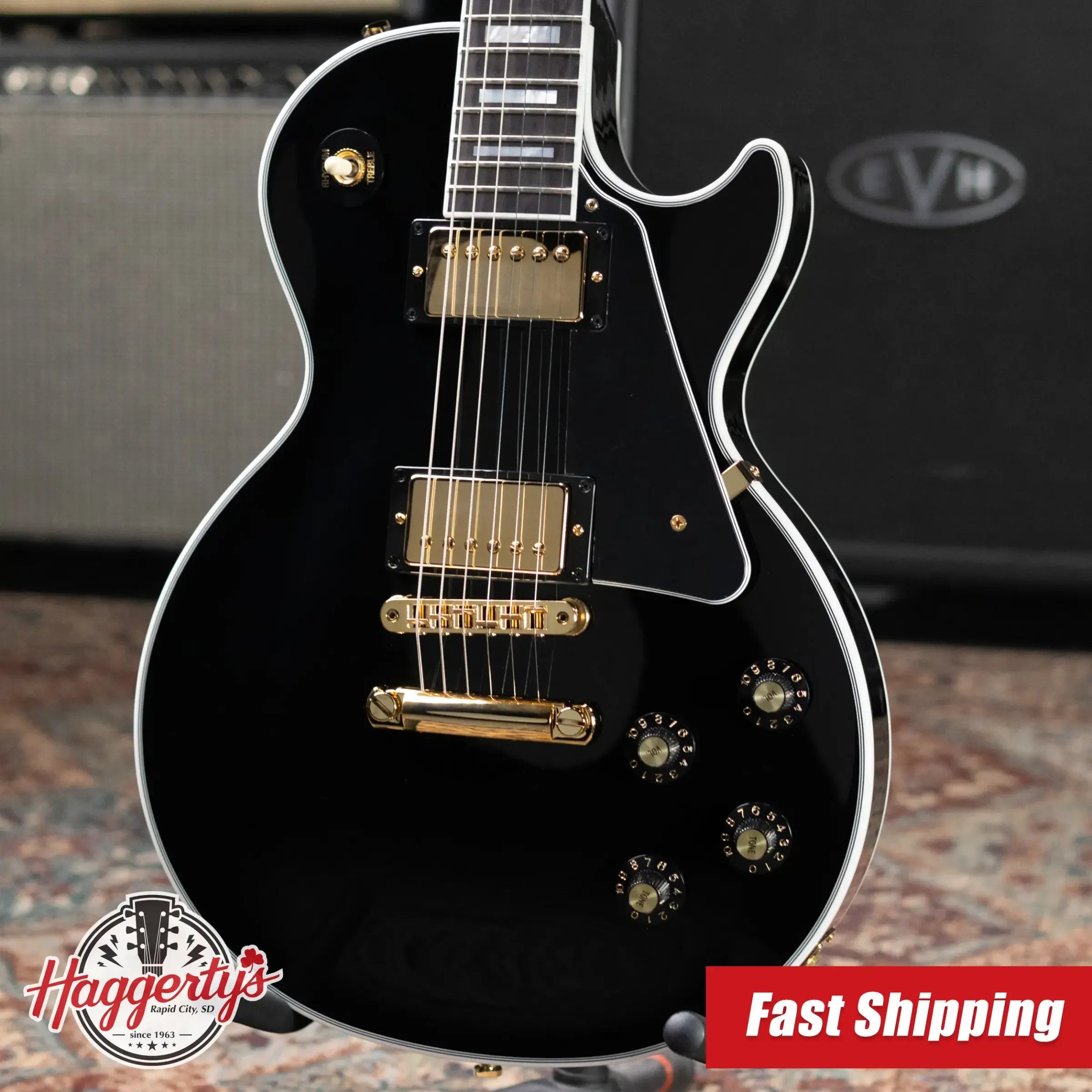 Gibson '70s Les Paul Custom Electric Guitar - Ebony with Hardshell Case
