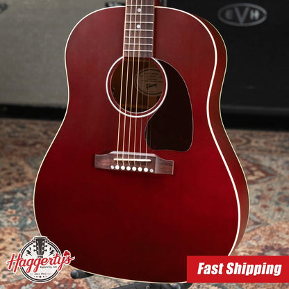 Gibson J-45 Special Dreadnought Acoustic/Electric Guitar - Satin Wine Red with Gig Bag