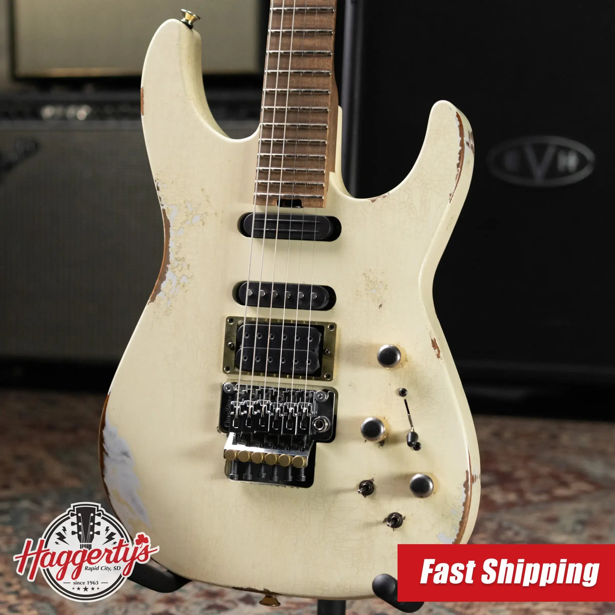 Jackson Custom Shop Special Edition PC1 Phil Collen Signature HSS FR84 Electric Guitar - Nitro Tour Relic Vanilla Shake with Hardshell Case