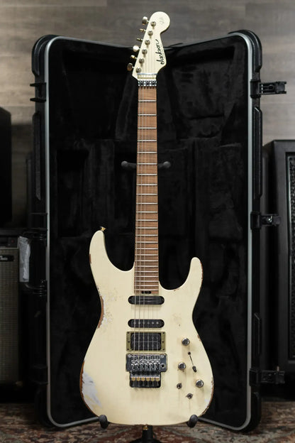 Jackson Custom Shop Special Edition PC1 Phil Collen Signature HSS FR84 Electric Guitar - Nitro Tour Relic Vanilla Shake with Hardshell Case