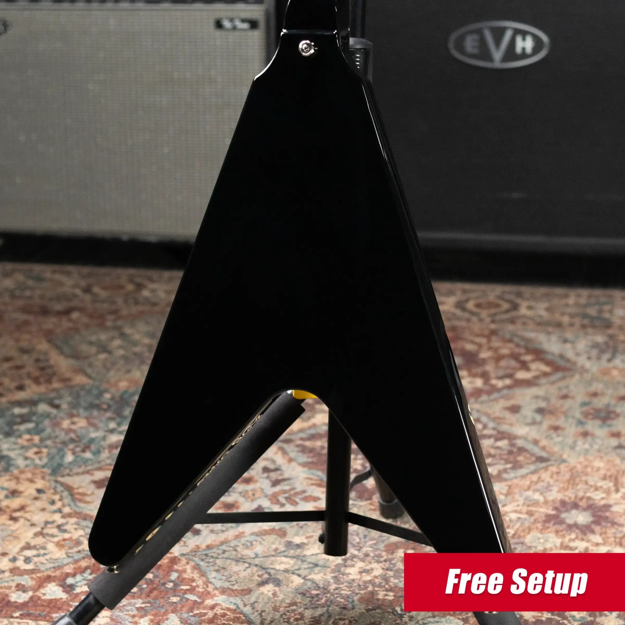 Epiphone Jimi Hendrix "Love Drops" Flying V Electric Guitar - Ebony with Hardshell Case