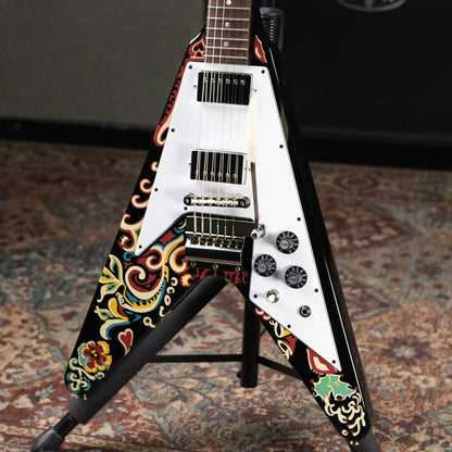 Epiphone Jimi Hendrix "Love Drops" Flying V Electric Guitar - Ebony with Hardshell Case