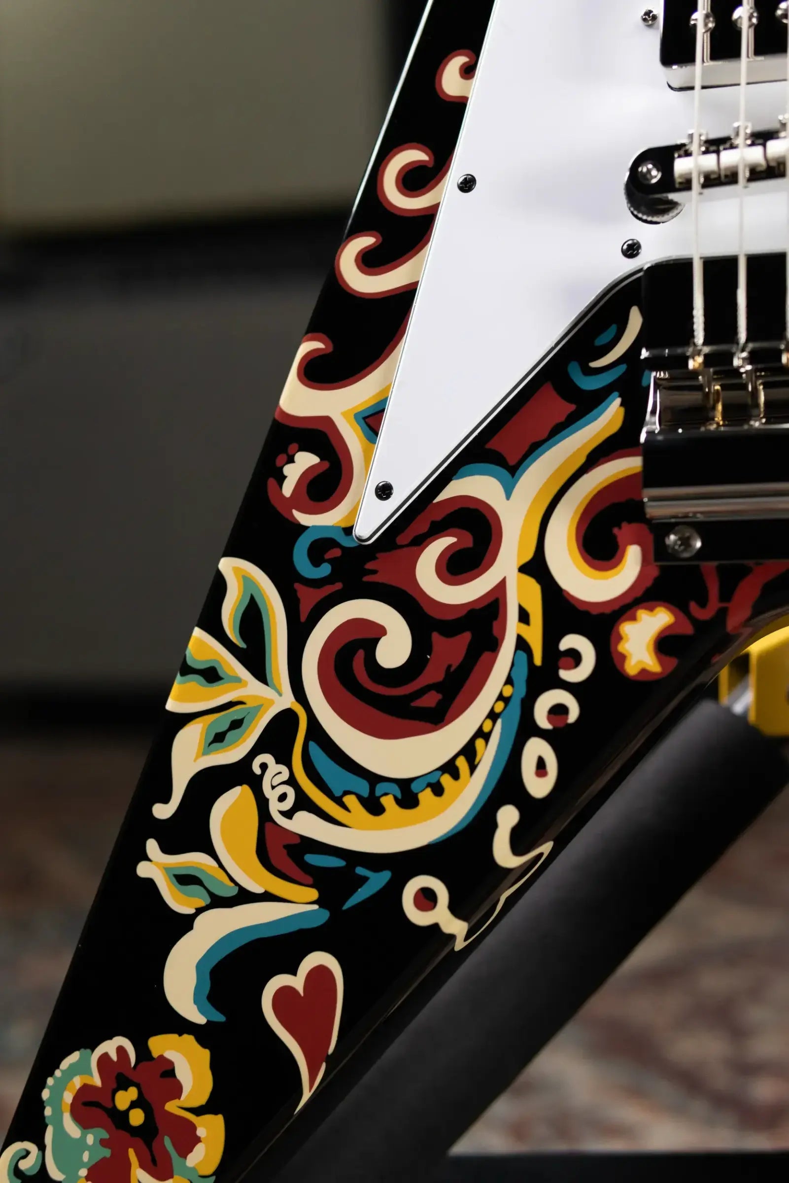 Epiphone Jimi Hendrix "Love Drops" Flying V Electric Guitar - Ebony with Hardshell Case