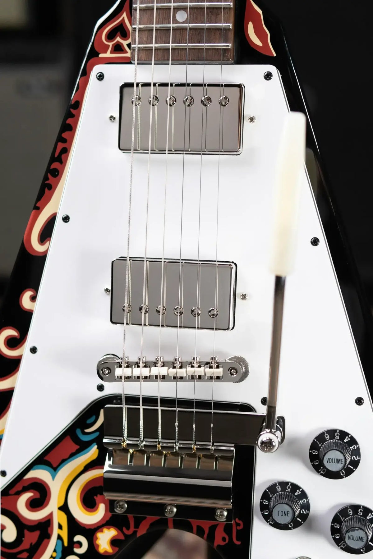 Epiphone Jimi Hendrix "Love Drops" Flying V Electric Guitar - Ebony with Hardshell Case