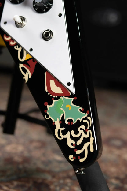 Epiphone Jimi Hendrix "Love Drops" Flying V Electric Guitar - Ebony with Hardshell Case