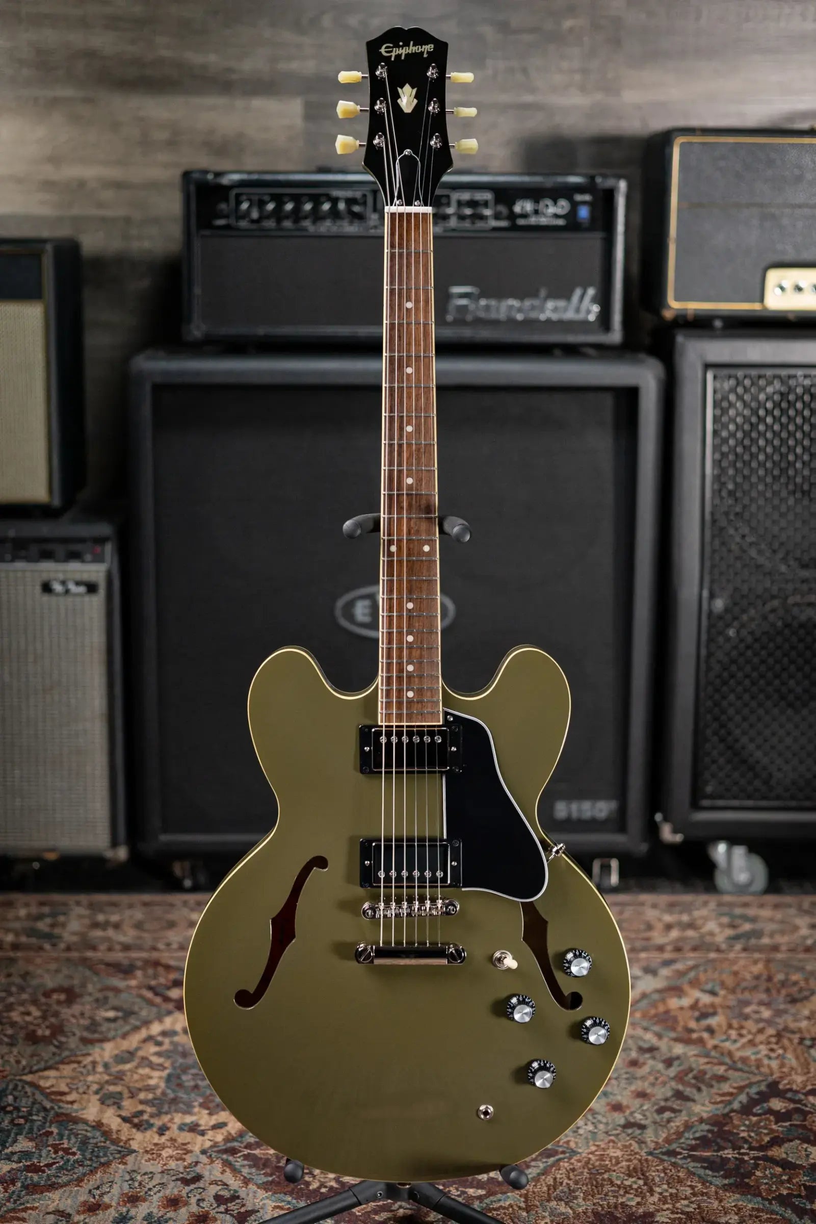 Epiphone ES-335 IG Semi-hollow Electric Guitar - Olive Drab Green with Hardshell Case - Used