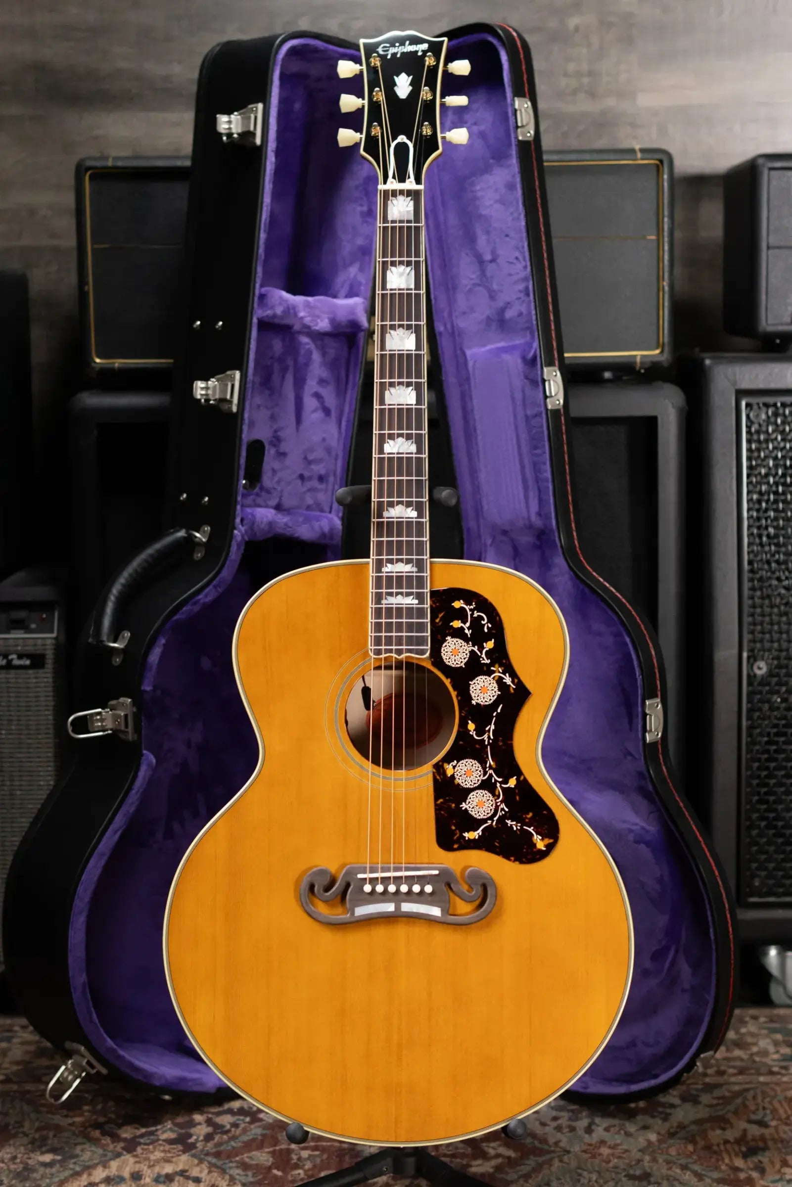 Epiphone 1957 SJ-200 Reissue Acoustic/Electric Guitar - Antique Natural with Hardshell Case