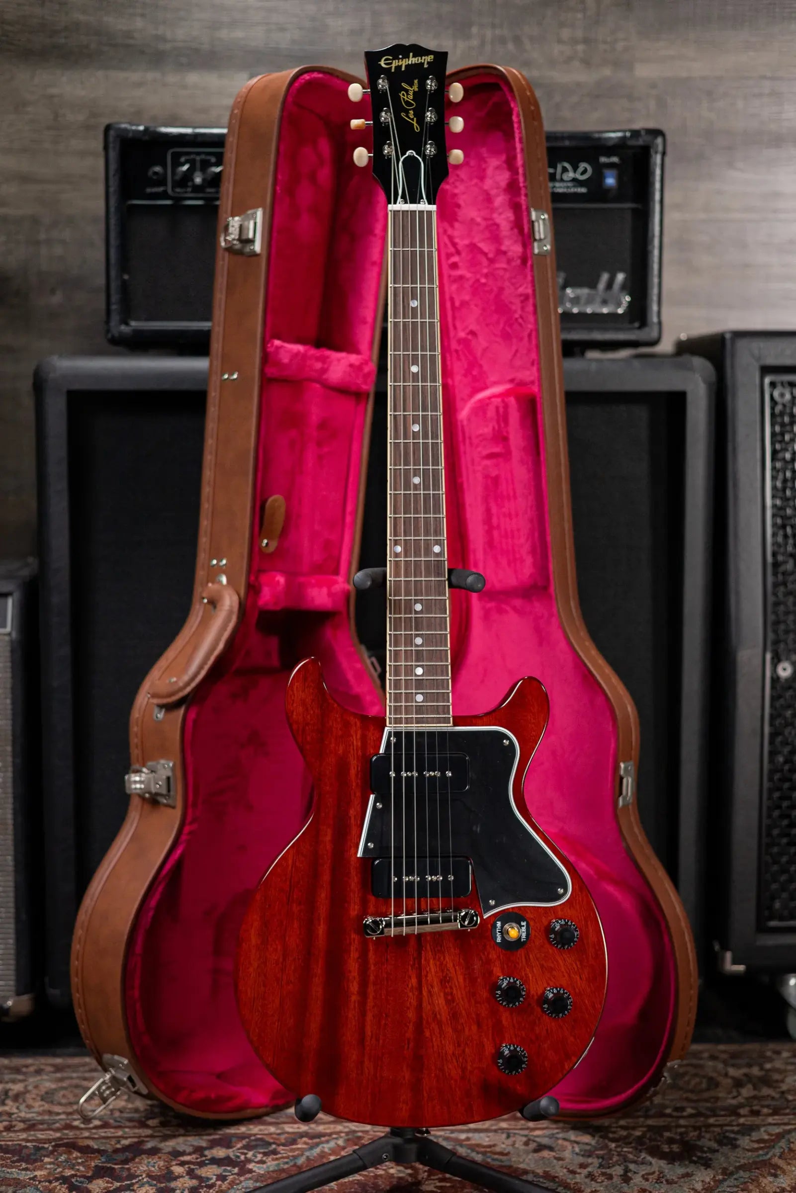 Epiphone Inspired By Gibson 1960 Les Paul Special Double Cut Reissue - Cherry Red with Hardshell Case