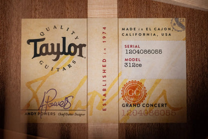Taylor Next Generation 312ce Grand Concert Acoustic/Electric Guitar with Hardshell Case