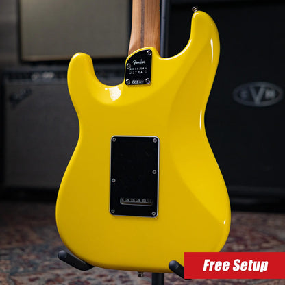 Fender Limited Edition American Ultra II HSS Stratocaster Electric Guitar - Graffiti Yellow with Hardshell Case