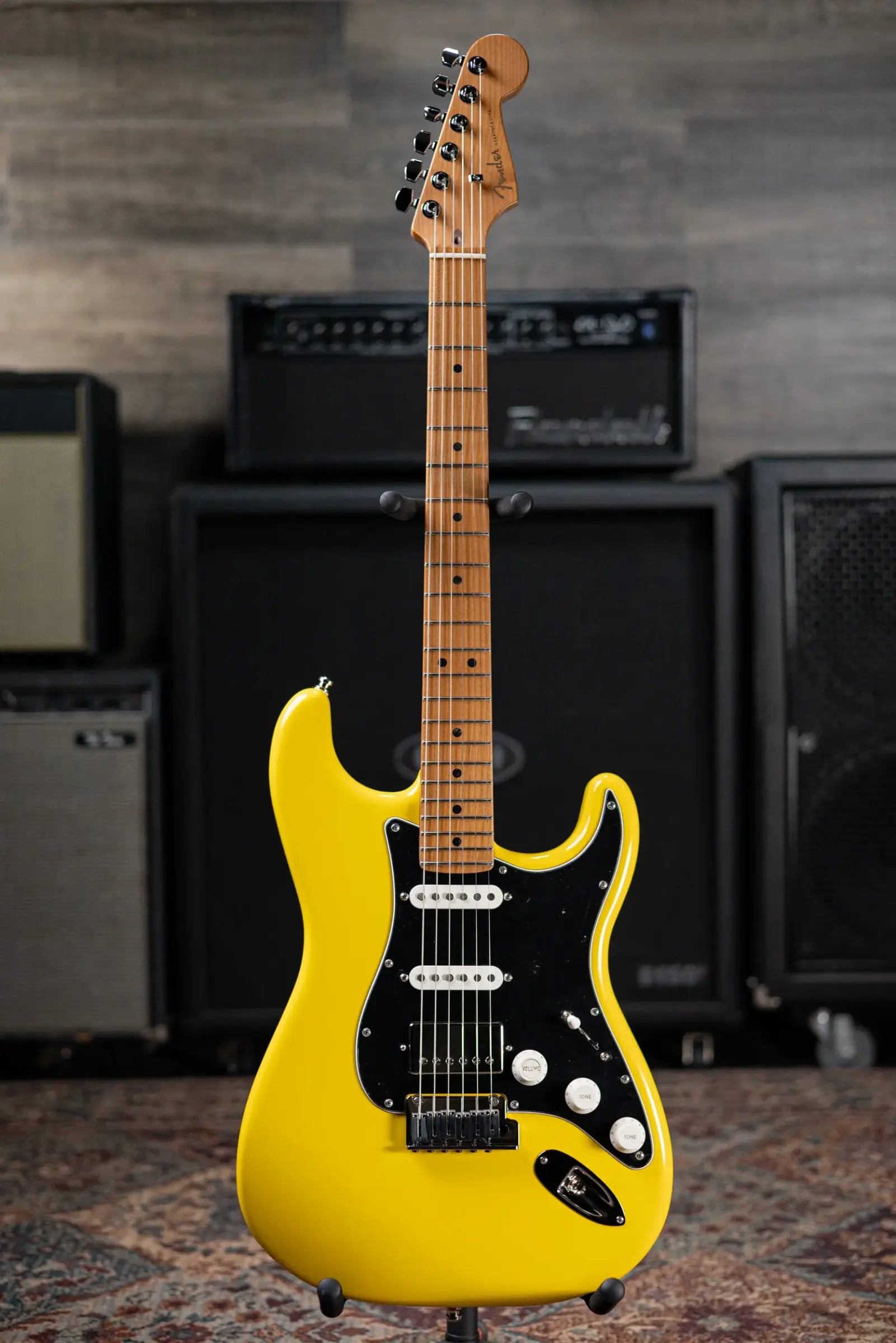 Fender Limited Edition American Ultra II HSS Stratocaster Electric Guitar - Graffiti Yellow with Hardshell Case