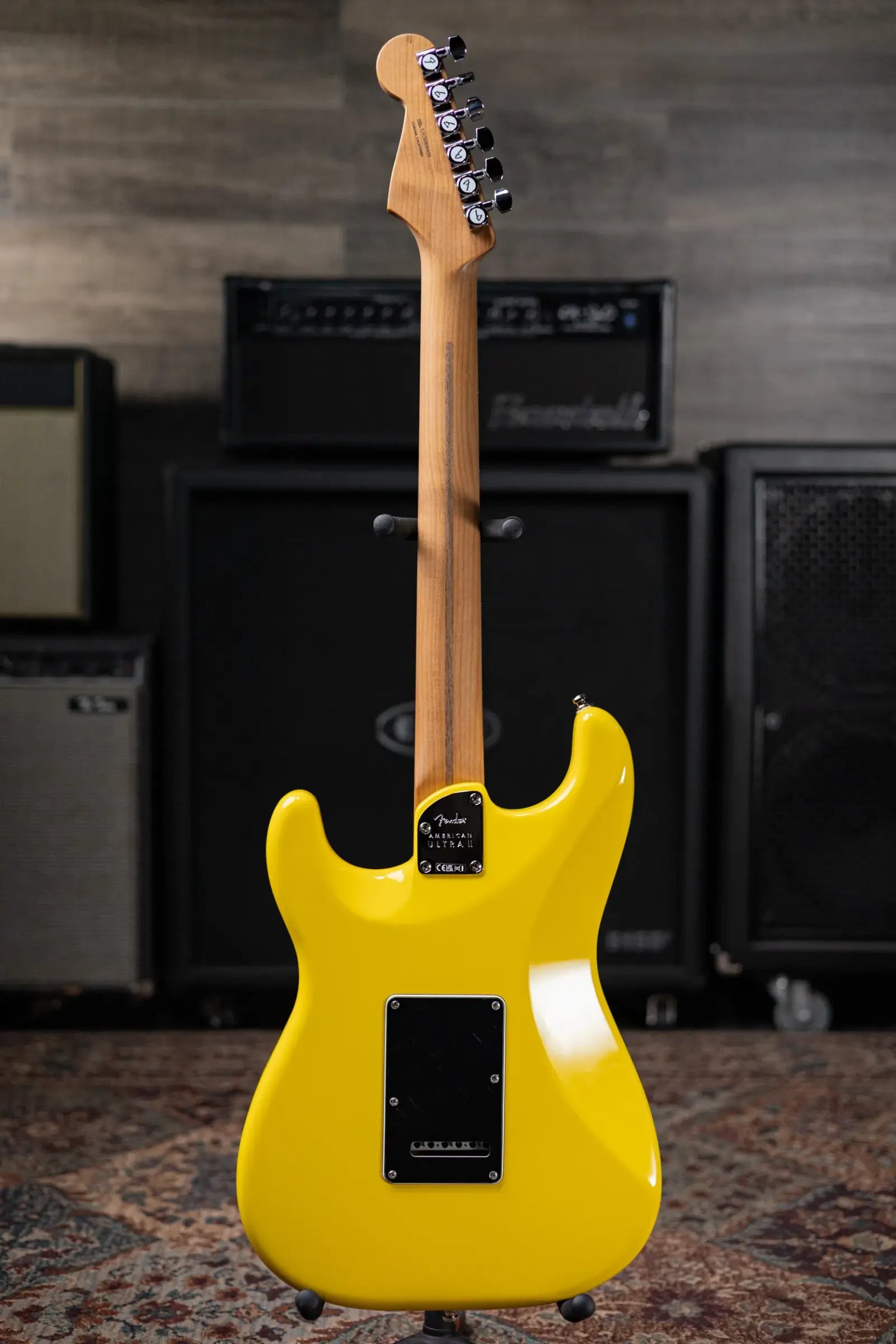 Fender Limited Edition American Ultra II HSS Stratocaster Electric Guitar - Graffiti Yellow with Hardshell Case