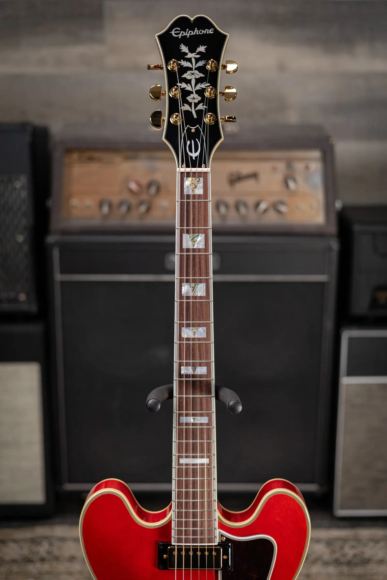 Epiphone Masterbilt Gem Archer Sheraton Electric Guitar - Cherry Red with Hardshell Case
