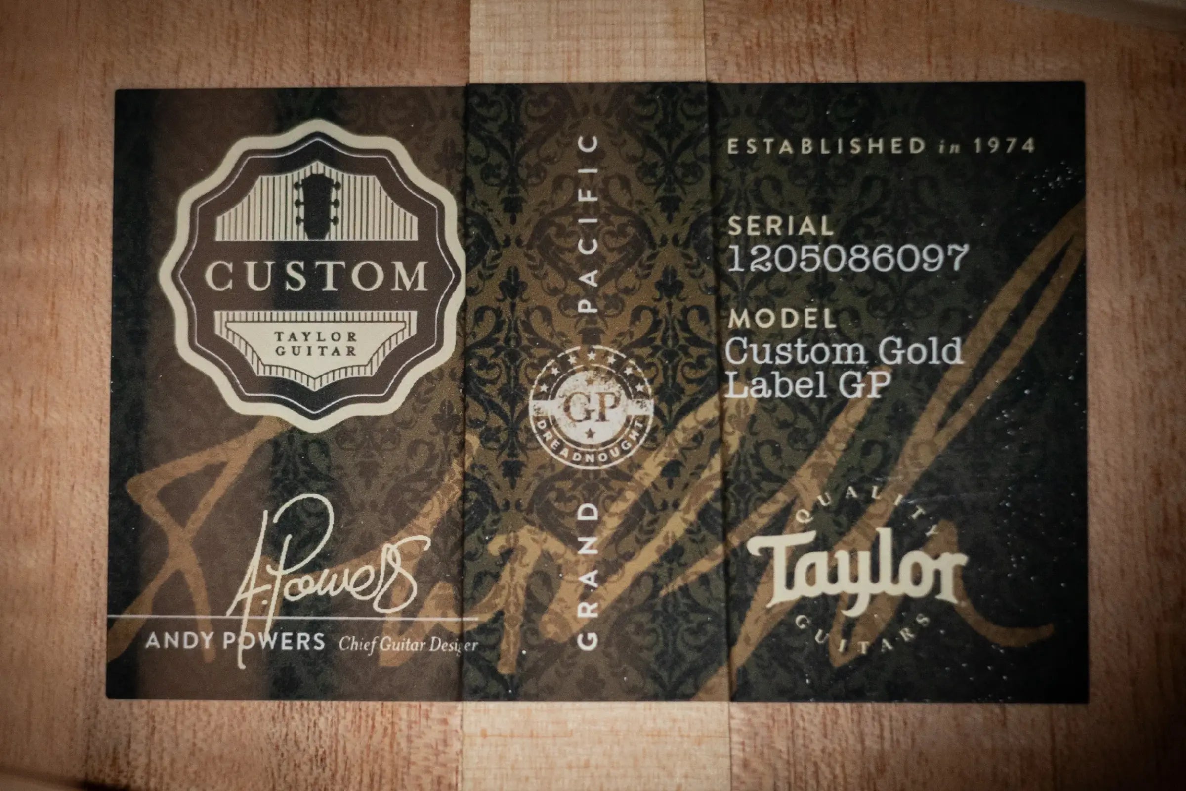 Taylor Custom Shop #C0005 Gold Label Grand Pacific Acoustic/Electric Guitar with Hardshell Case