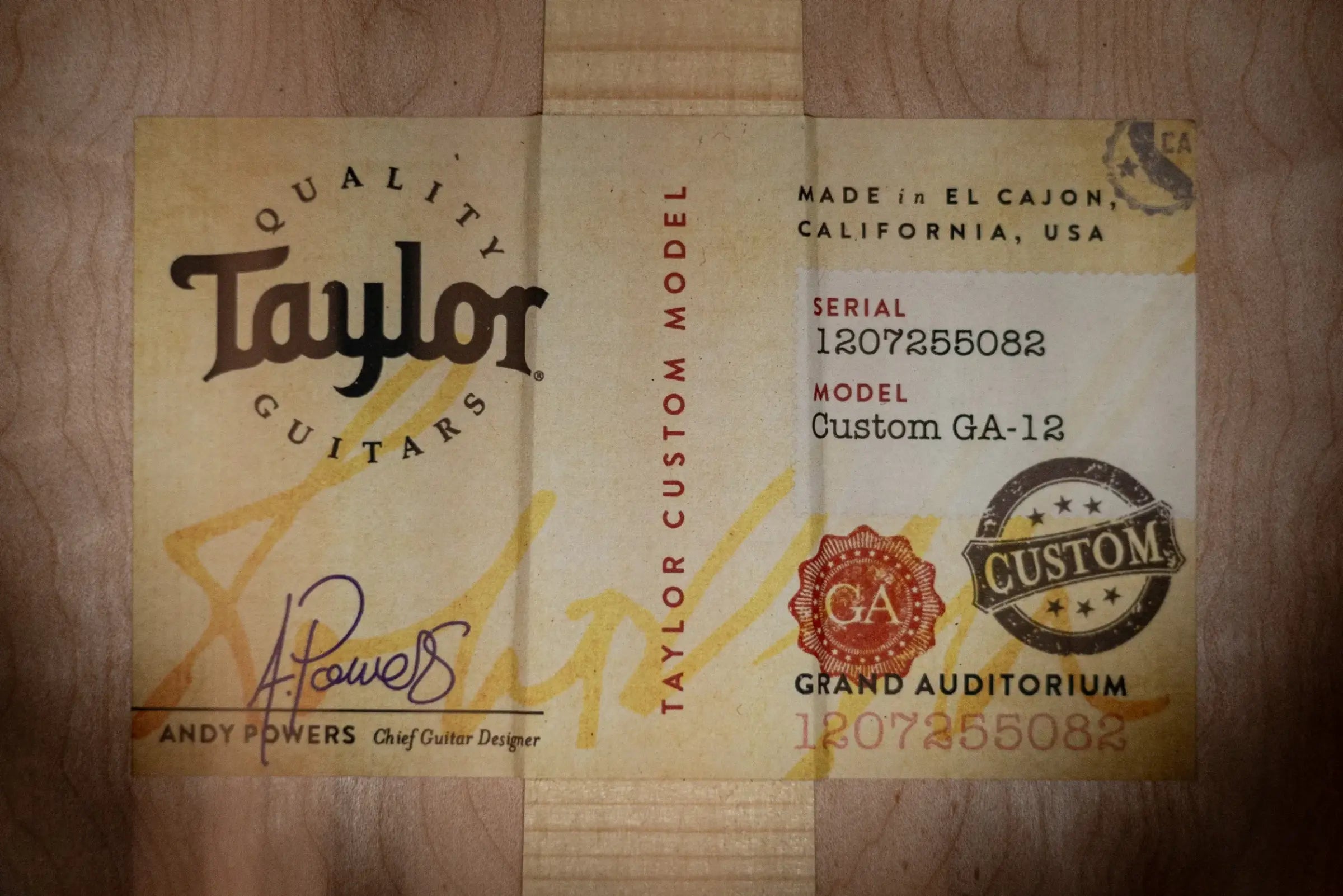 Taylor Custom Shop #13083 C54ce 12-String Grand Auditorium Acoustic/Electric Guitar - Quilted Maple/Adirondack with Hardshell Case