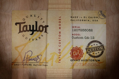 Taylor Custom Shop #13083 C54ce 12-String Grand Auditorium Acoustic/Electric Guitar - Quilted Maple/Adirondack with Hardshell Case