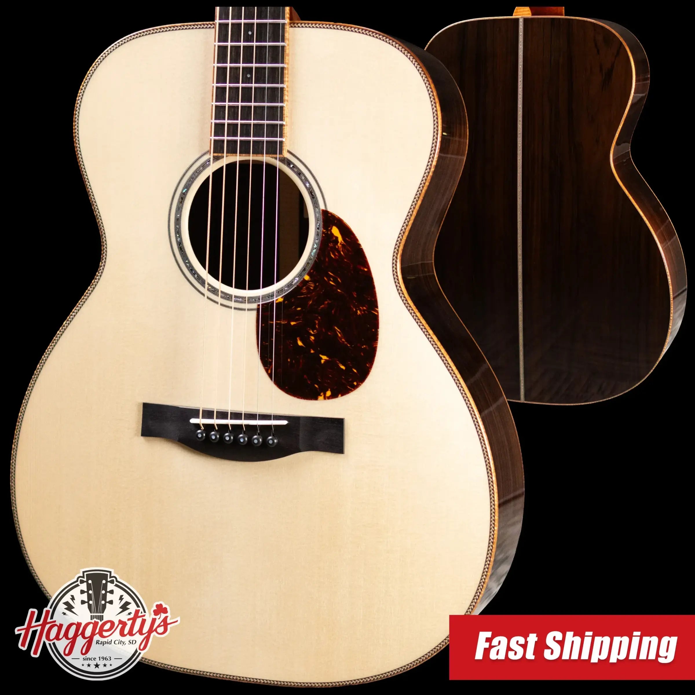 Santa Cruz Guitar Company OM Acoustic Guitar - Moon Spruce/Brazilian Rosewood with Hardshell Case