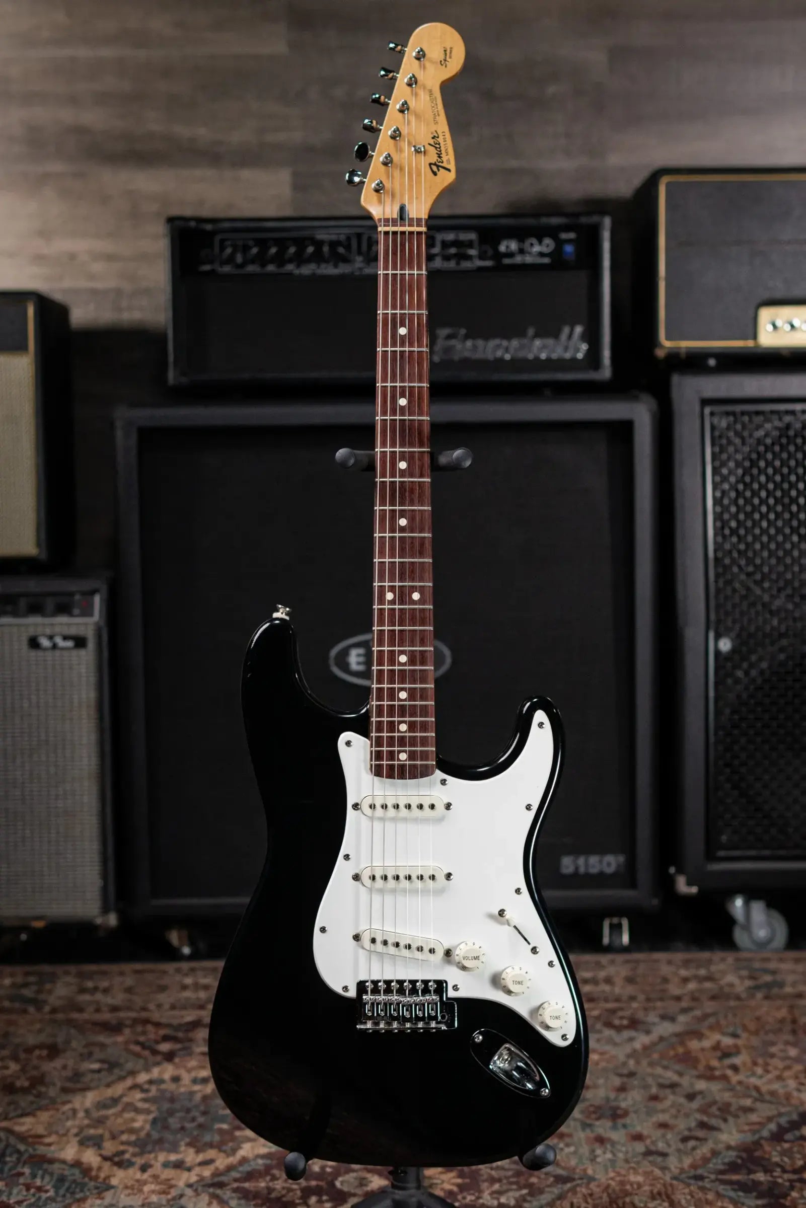 Fender MIM Stratocaster Electric Guitar - Black with Gig Bag - Used