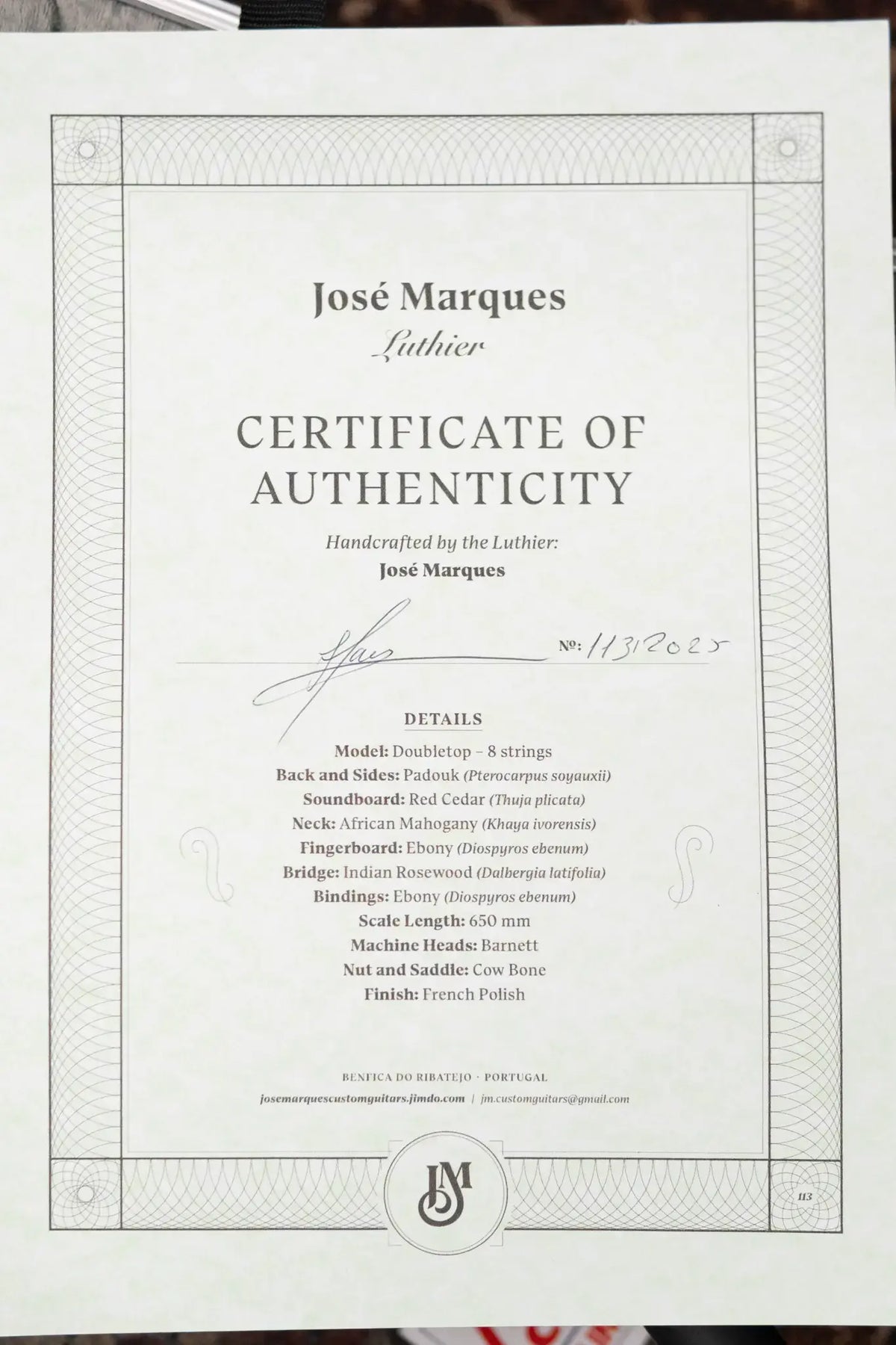 Jose Marques 8-String Classical Acoustic Guitar with Hardshell Case