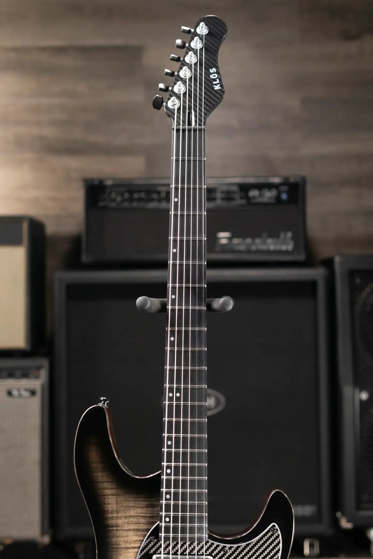 KLOS Artemis Baritone Custom 22 Fret Electric Guitar - Flame Black with Gig Bag