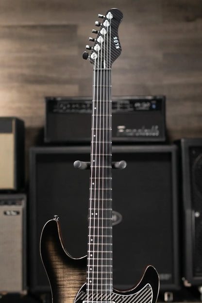 KLOS Artemis Baritone Custom 22 Fret Electric Guitar - Flame Black with Gig Bag
