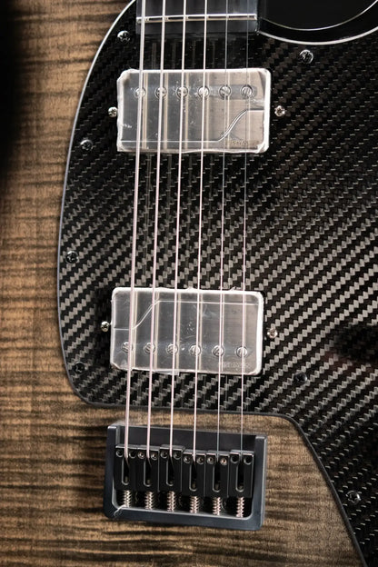 KLOS Artemis Baritone Custom 22 Fret Electric Guitar - Flame Black with Gig Bag
