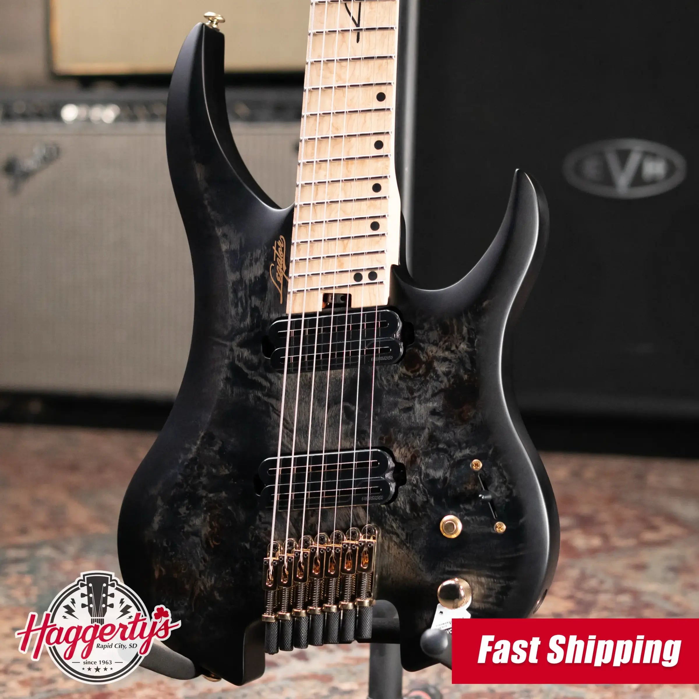 Legator SB-7 Sebastiside Signature 7-String Multi-Scale Headless Electric Guitar - Transparent Black with Gig Bag
