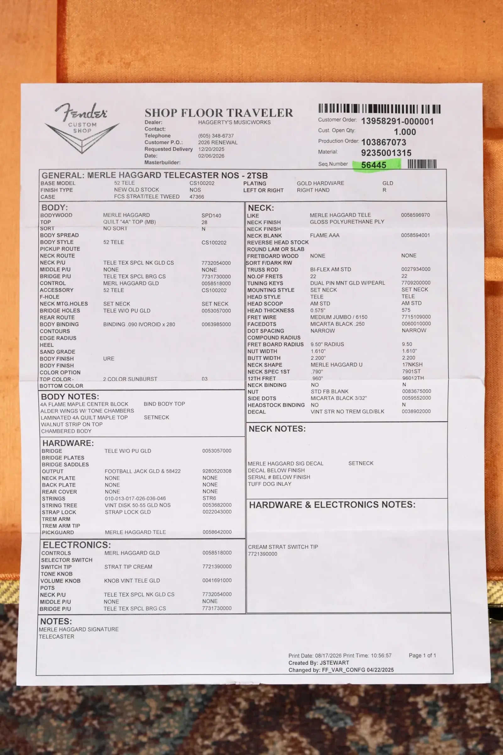 Fender Custom Shop Merle Haggard "Tuff Dog" Telecaster Electric Guitar - 2-Color Sunburst with Hardshell Case
