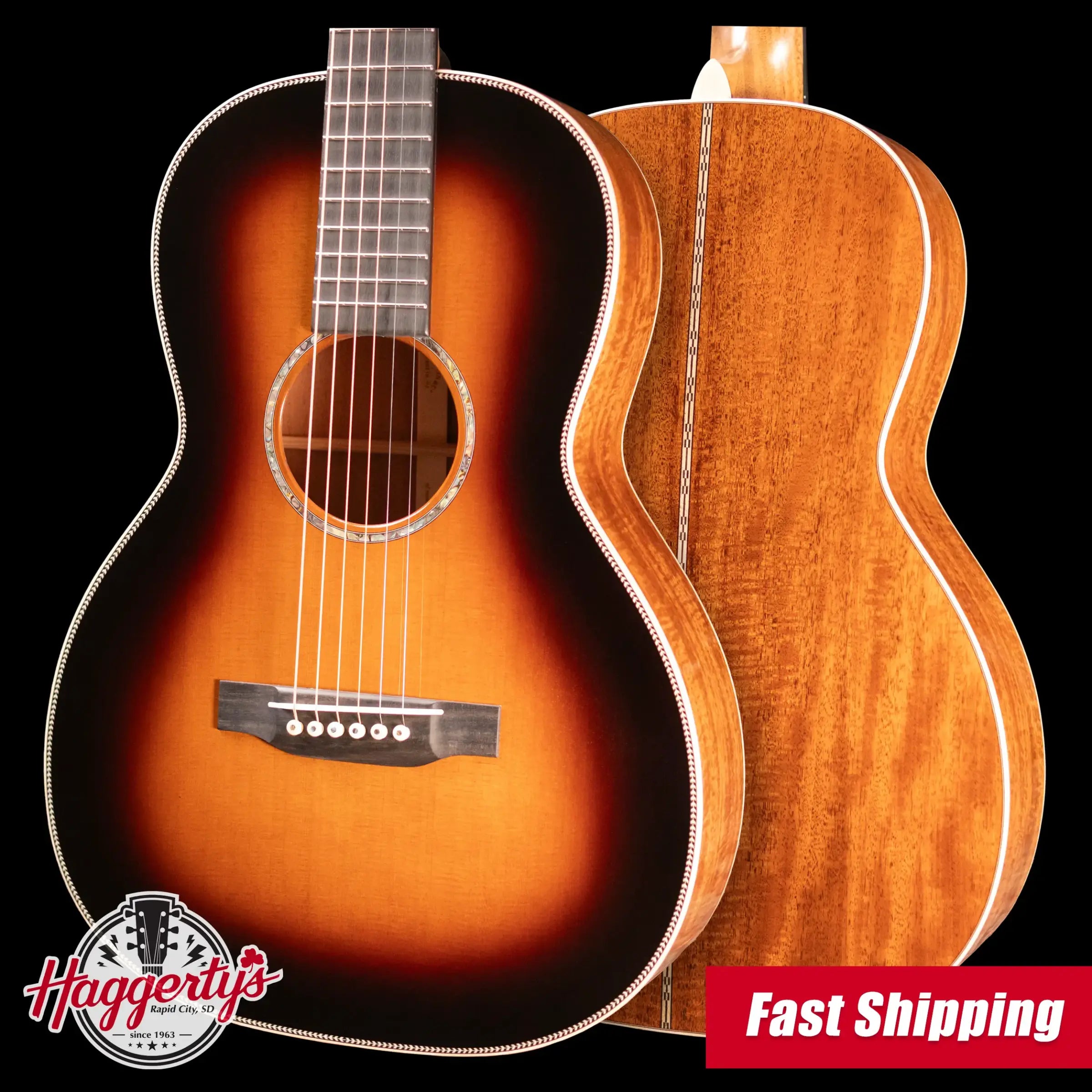 Martin Custom Shop Style 28 00-12F Acoustic Guitar - Flamed Mahogany/Western Red Cedar, 1935 Sunburst with Hardshell Case