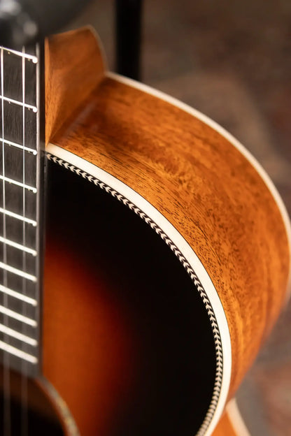Martin Custom Shop Style 28 00-12F Acoustic Guitar - Flamed Mahogany/Western Red Cedar, 1935 Sunburst with Hardshell Case