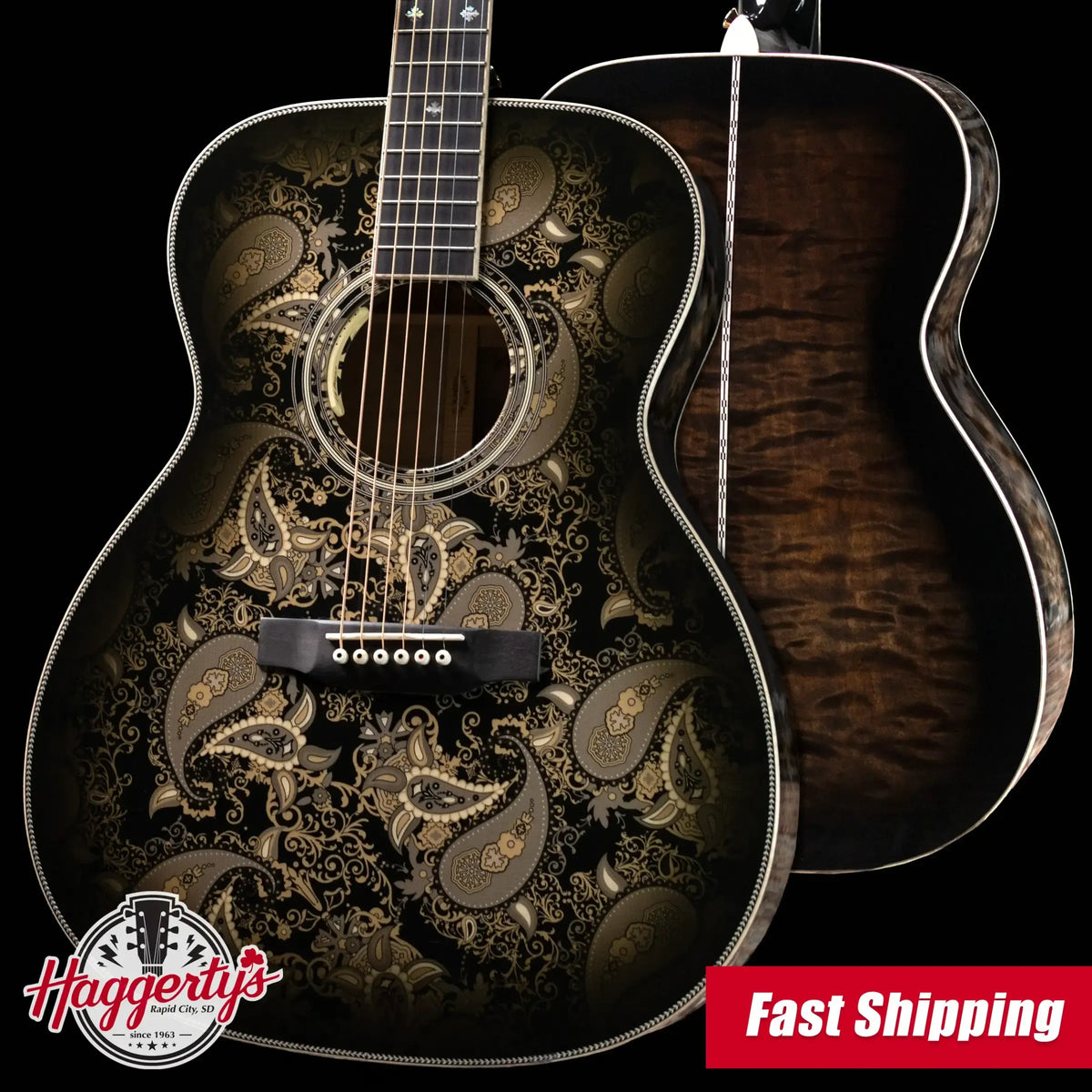 Martin Custom Shop M Acoustic/Electric Guitar - Paisley Ember Burst with Hardshell Case