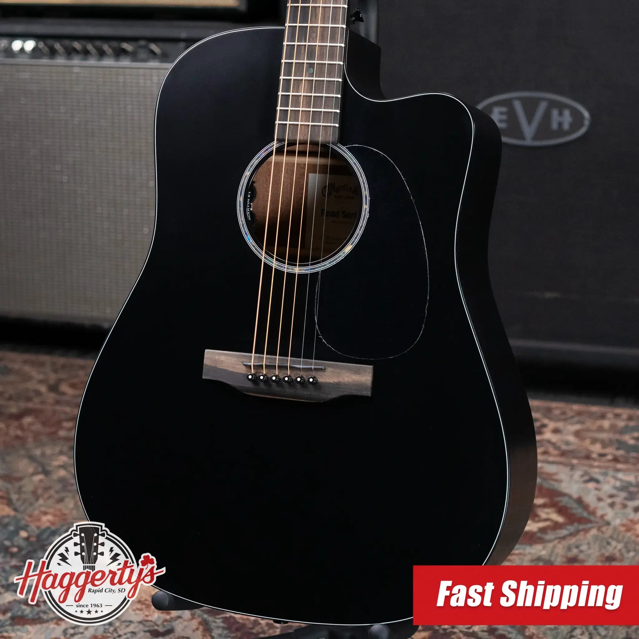 Martin DC-10E Modern Dreadnought Acoustic/Electric Guitar - Black with Gig Bag