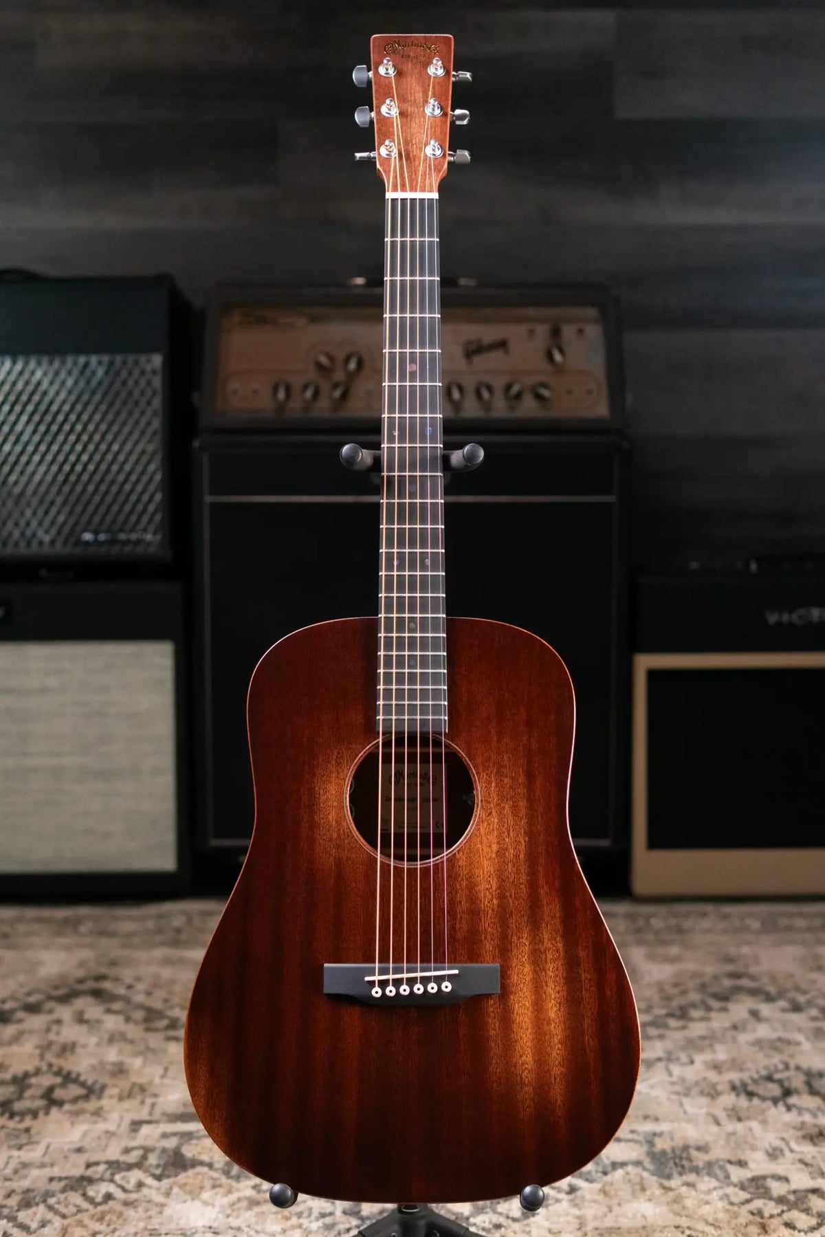 Martin D Jr-E StreetMaster Acoustic/Electric Guitar - Dark Distressed Mahogany with Gig Bag - Demo