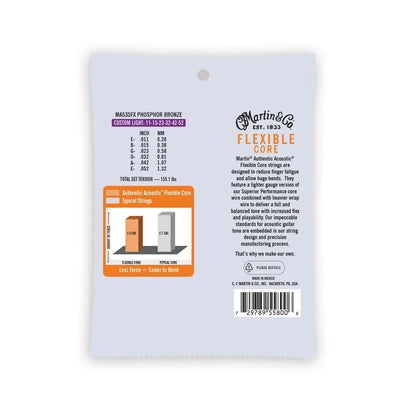 Martin MA535FX Custom Light 11 52 Phosphor Bronze Flexible Core Acoustic Guitar Strings 671f893408305