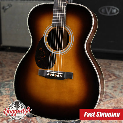 Martin OM-28 Standard Series Left-Handed Acoustic Guitar - 1935 Sunburst with Hardshell Case